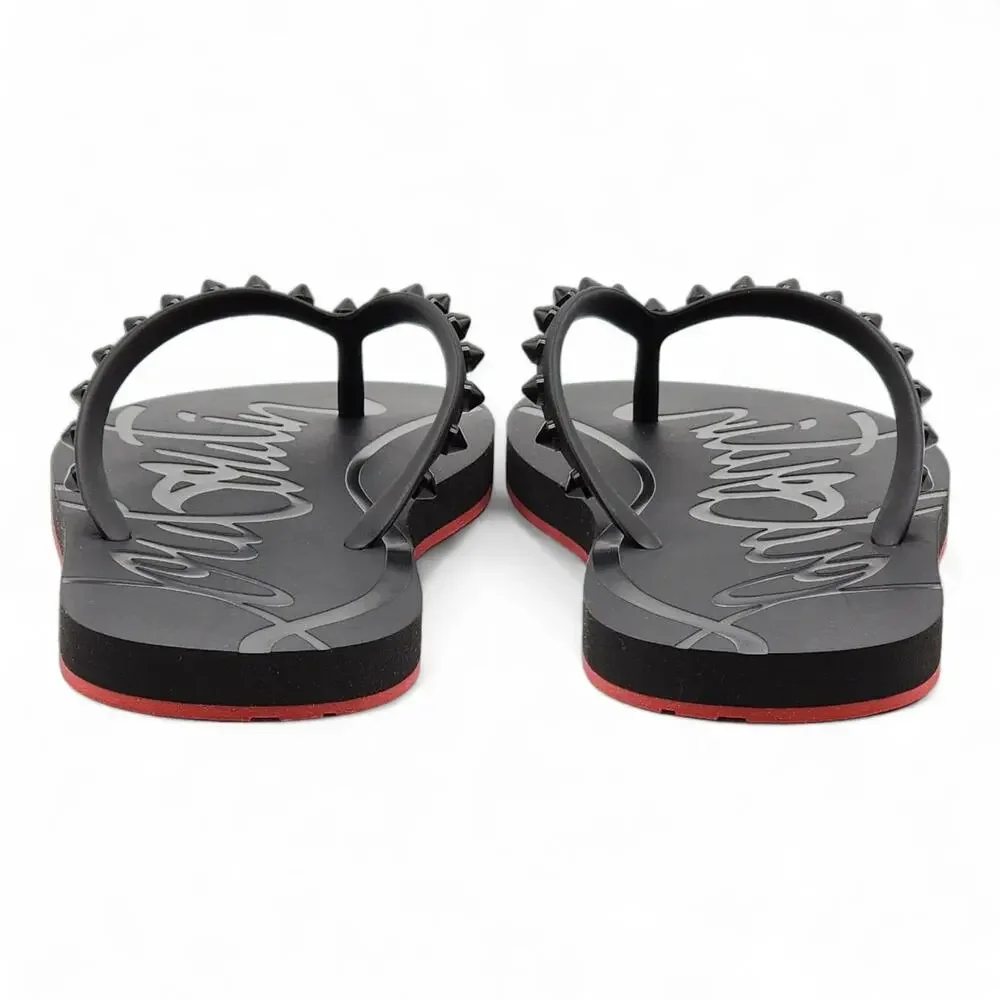 Christian Louboutin Loubi Flip Studded Flip Flops in Black - Picture 5 of 16
